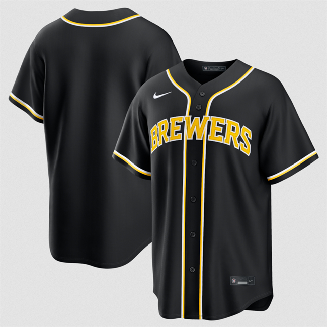 Men's Milwaukee Brewers Blank 2026 Fashion Replica Black Out Stitched Baseball Jersey